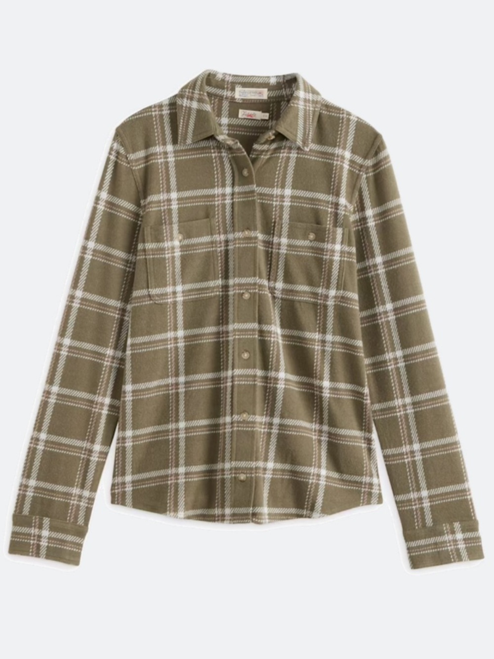Faherty Legend Knit Button Down Shirt l Olive and White Plaid Button-Down Shirt